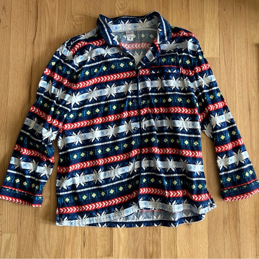 Hannah Andersson Unisex Flannel Pajama Top fair isle Print Cotton extra Large